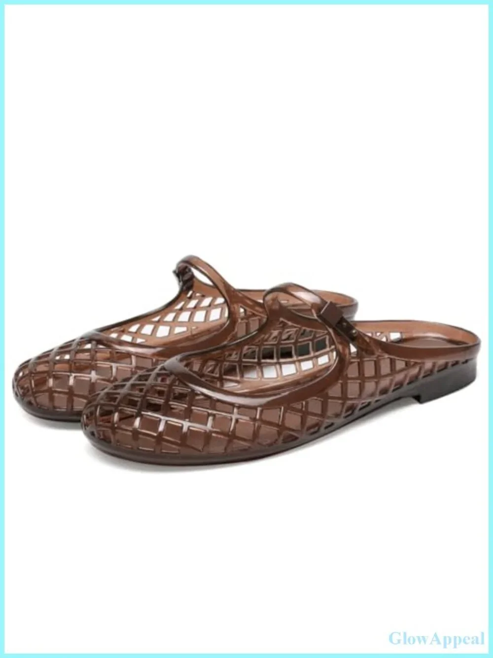 Jelly Mesh Flat Slide Sandals w/ Adjustable Buckle, Closed Toe, Breathable